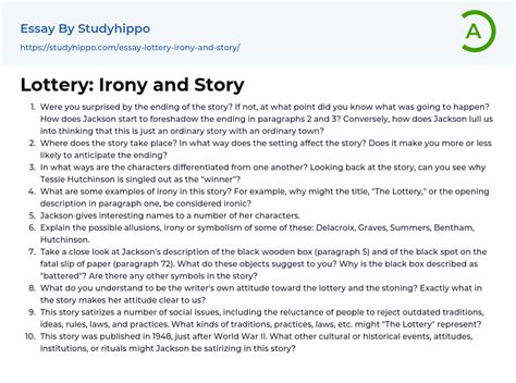 literary devices in the lottery|examples of irony in the lottery.